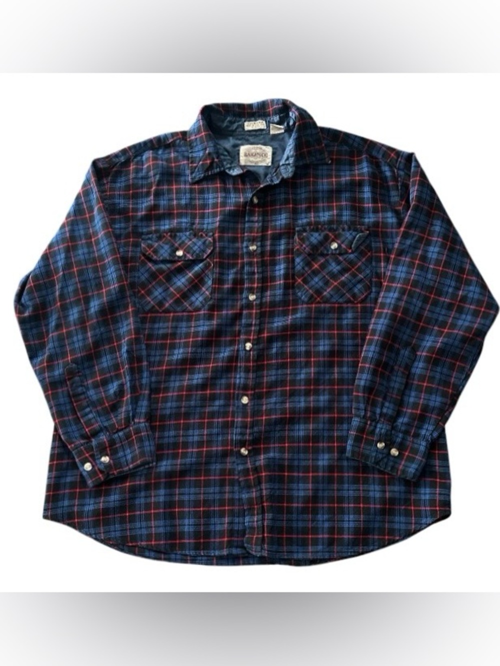 Vintage Saugatuck Dry Goods Plaid Flannel Shacket Men XL Blue Red